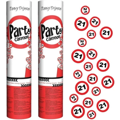 Afbeelding van 3x stuks Confetti shooters/poppers 21 jaar feestartikelen versiering