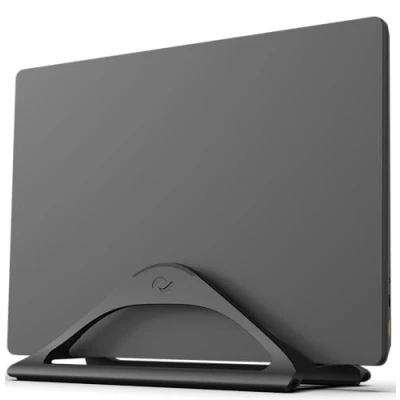 Afbeelding van HumanCentric Verticale laptopstandaard voor bureaus (matzwart) Verstelbare houder Apple MacBook, MacBook Pro en andere laptops om werk thuiskantoor te organiseren
