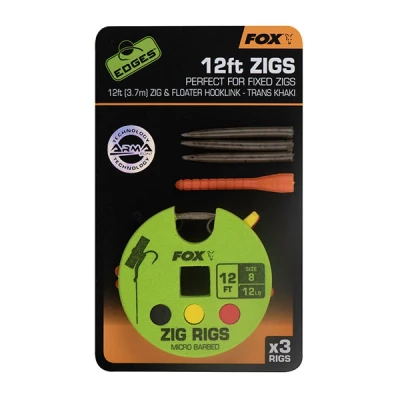 Afbeelding van Fox Edges Zig Rig 3ft 12lb Size 8 3pcs End Tackle