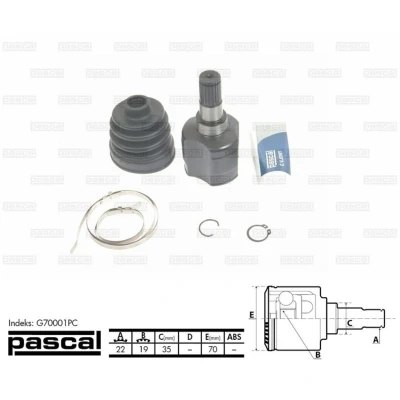 Afbeelding van Homokineet reparatie set, aandrijfas PASCAL G70001PC
