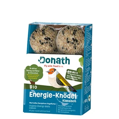 Afbeelding van Donath bio Energiebol Klassiek in een netje mezenbol 100g per bol met vet voor extra kracht waardevol vogelvoer alle seizoenen geproduceerd Zuid Duitsland