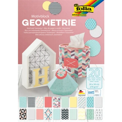 Afbeelding van Papierblok Folia Geometrie 24x34cm 270gr 20 vel assorti