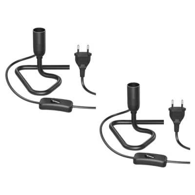 Afbeelding van ledscom.de 2 stuks Tafellamp/Lampvoet/Driehoekige voet TRIN, schakelaar, aluminium, zwart, 1x E14 max. 60W