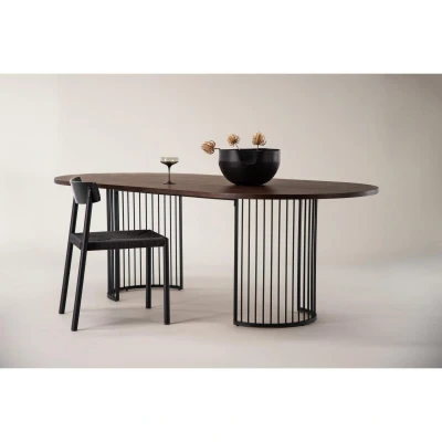 Afbeelding van Svea Zaru deens ovale eettafel 220 x 110 cm walnoot Hout