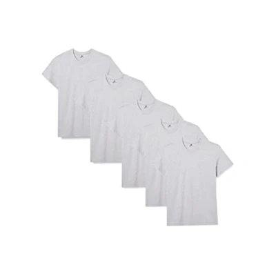 Afbeelding van Lower East Heren T shirt met ronde halsuitsnijding, Lichtgrijs melange, set van 5, L