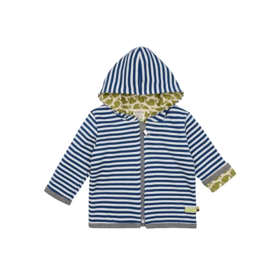 Afbeelding van loud + proud Uniseks baby strepen, GOTS gecertificeerd, omkeerbare jas, ultra marine, 62/68 cm