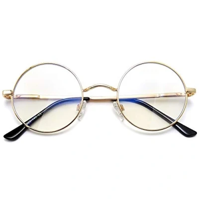 Afbeelding van Joopin Blauw Licht Blokkerende Bril, Anti Computer Gaming Scherm Brillen voor Dames Heren Transparant Ronde Zonnebril Metaal Goud Frame