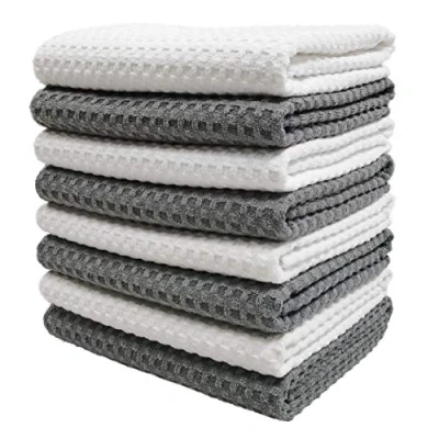 Afbeelding van Polyte Ultra premium microvezel keukendoek met wafelpatroon 8 pack grijs, wit 40,6 x 71,1 cm