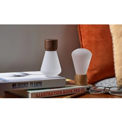 Afbeelding van Gingko Mini Pentagon Bureaulamp LED Walnoothout