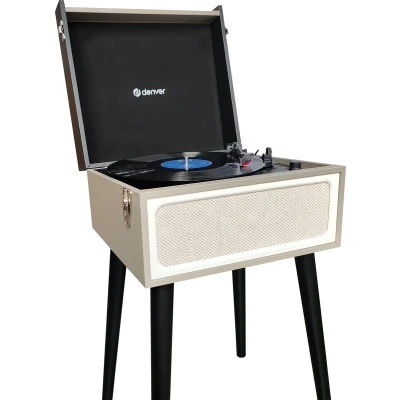 Afbeelding van Denver Platenspeler Bluetooth Ingebouwde Speakers FM Radio Auto stop Retro VPR250