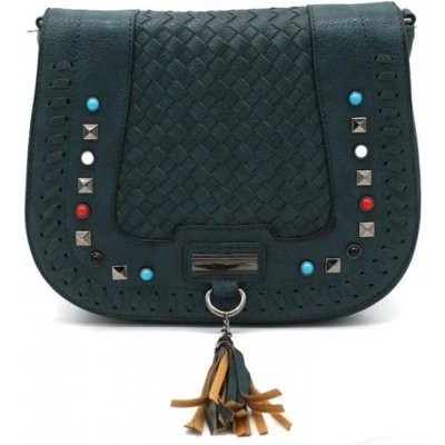 Afbeelding van Een hele mooie en opvallende tas vanwege De stoere gekleurde studs. is van binnen gevoerd heeft apart binnenvakje welke afsluitbaar met rits. Voor uzelf of Bestel Kado