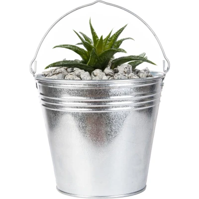 Afbeelding van Esschert Design Emmer/plantenpot zink zilver D34 x H29 cm IJzeren emmer / teil