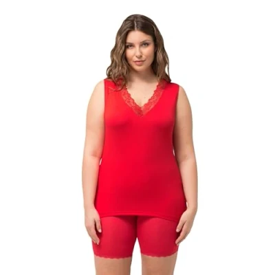 Afbeelding van Ulla Popken Sleeveless Hemd, Dames, Maat: 50/52, Neon red