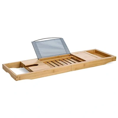 Afbeelding van Zeller badplank uitschuifbaar 70 105 cm luxe bamboe hout Badplanken