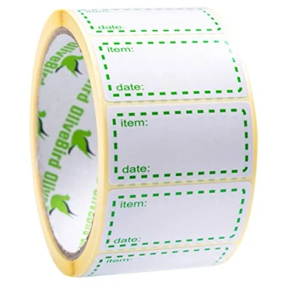 Afbeelding van 500 x diepvriesetiketten op rol, afmeting 50x25mm, witte en groene datumetiketten voor levensmiddelen zelfklevend