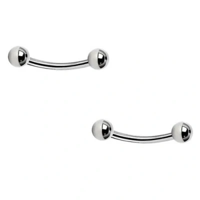 Afbeelding van DENI 2 stuks tepelpiercings, banaan, lengte 10 mm, dikte 1,2 ballen 3 mm., Zilver
