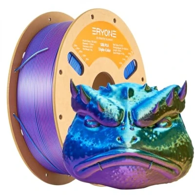 Afbeelding van ERYONE PLA zijdefilament, 1,75 mm, 3D printerfilament, PLA, 0,03 1 g/spoel, driekleurige zijden zijdegoud, blauw, paars