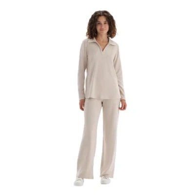 Afbeelding van DAGI HIGH Waist Regular Broek Mottled beige, Dames, Maat: XL, beige