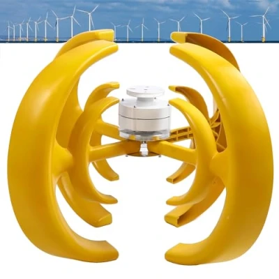 Afbeelding van Eujgoov Verticale Assen Wind Generator, 1200W 4 Blade Lantaarn Type Windturbine Set met Controller voor Hybride Zonnestelsel(48V)