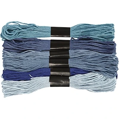 Afbeelding van Creotime borduurgaren 6 stuks 8 m blauw