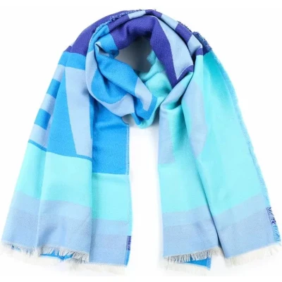 Afbeelding van Blauwe Sjaal Love Trendy Warme Lange Sjaals Print Multi Gekleurde Blauw