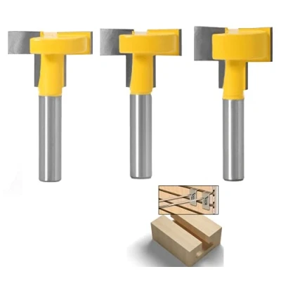 Afbeelding van APlus 3 delige 8 mm T track router met groef bits, groeffrees, frees voor bovenfrees