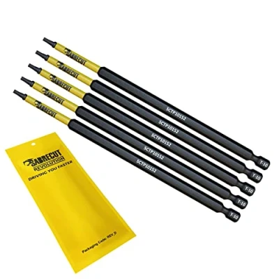 Afbeelding van 5 x SabreCut SCTP10152_5 152mm T10 TX10 Torx Sabotagebestendig Beveiliging Magnetische Slagschroevendraaier Driver Bits Set Heavy Duty Compatibel met Dewalt Milwaukee Bosch Makita en meer