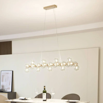 Afbeelding van Lucande hanglamp 25lichts Glas, metaal G9 goud, cognac