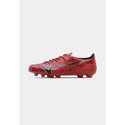 Afbeelding van Mizuno Alpha II Elite Voetbalschoenen met kunststof noppen, Heren, Maat: 44.5, Red/black/gold Schoenen