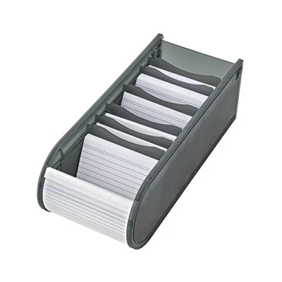 Afbeelding van Wedo 2508012 A8 Leren kaartenvak, rolsluiting, 6 steunplaten inclusief 100 kaarten, 21,7 x 9,2 7,3 cm, grijs
