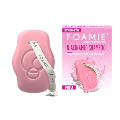 Afbeelding van Foamie Stength Festes Shampoo met niacinamide, shampoovolume voor fijn en dun haar, niacine reisextracten intensieve bescherming versterking, 80 g