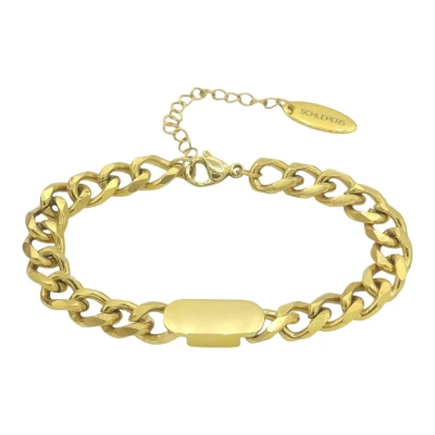 Afbeelding van Armband met gourmetschakel Goud verguld staal L 17 + 5 cm