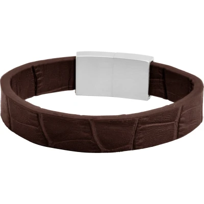 Afbeelding van Frank 1967 7FB 0346 Armband staal/leder donkerbruin 21 cm