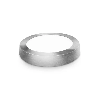 Afbeelding van LED plafondlamp 12cm opbouw rond Warm wit zilver 6W