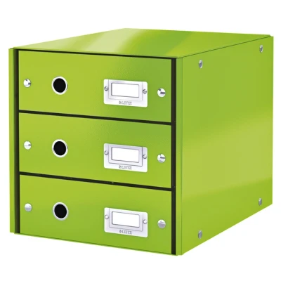 Afbeelding van Leitz Wow Click &amp; Store Ladekast Met 4 Laden 81% Gerecycled Karton Voor A4 Formaten Ruimtebesparende Opberger Groen
