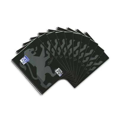 Afbeelding van Oxford Touch Collegeblok A4 geruit met dubbele rand, 80 vellen, zwart, 10 stuks