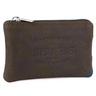 Afbeelding van Lois Porte Monnaie homme Cuir Souple Petit Format Bourse Multi Rangements Anti RFID. Carte Cuir., Bruine