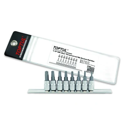 Afbeelding van TORX TAMPER dopsleutelset TOPTUL 1/4 8Stk(T8 T10 T15 T20 T25 T27 T30 T40)