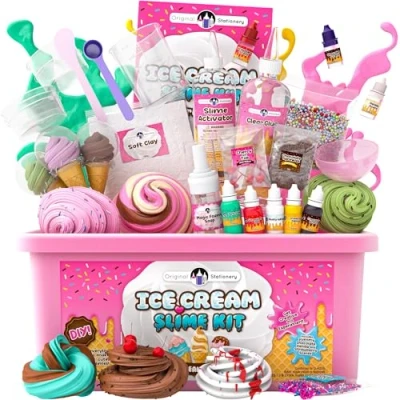 Afbeelding van Original Stationery Pluizig IJssalon Slijm Set voor Meisjes Alles in Één Doos om de Perfecte IJsjes te Maken Maak Pluizig, Boter,Wolk en Schuim Slijm! Uren Speelplezier