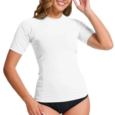 Afbeelding van MEETWEE Vrouwen Anti UV Rashguard UPF 50+ T shirt Sneldrogend Zwemmen Surfing Shirts, Wit, L