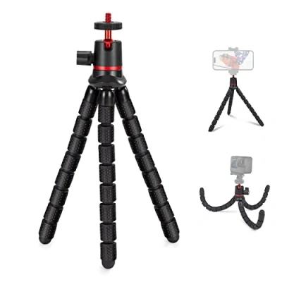 Afbeelding van Mobiele telefoon statief mini voor smartphone camera flexibel met 1/4 inch schroef en 360 draaibare kogelkop smartphones DSLR GoPro webcam