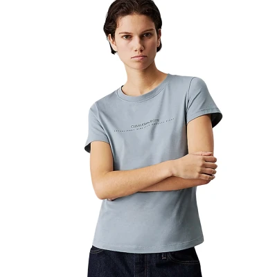 Afbeelding van Calvin Klein Jeans Institutional Graphic SLIM TEE Tshirt basic, Dames, Maat: XS, Lead