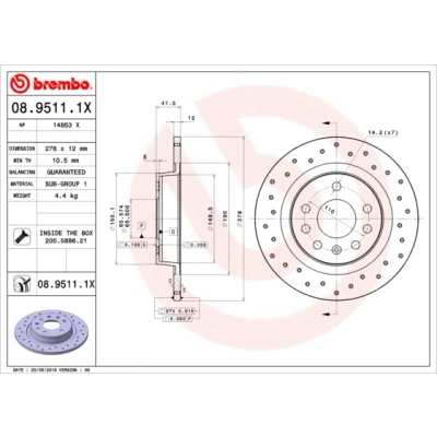 Afbeelding van Brembo Remschijf 08.9511.1X