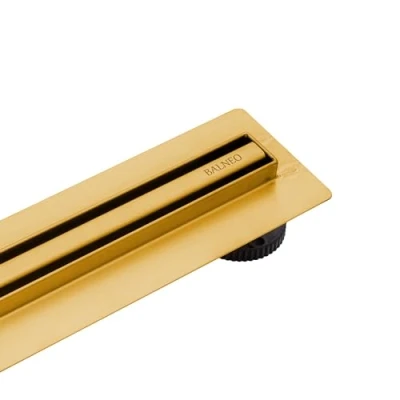 Afbeelding van BALNEO Douchegoot, Afvoergoot 80cm Gouden Afvoerput van Roestvrij Staal, Smal Paneel 14mm, Complete Set, Laag 57mm, Slanke en Lage Proline Douchegoot