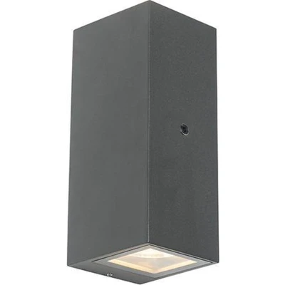 Afbeelding van QAZQA Wandlamp grijs IP44 met licht donker sensor Baleno II