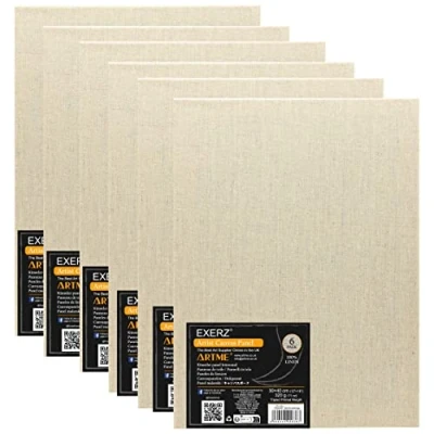 Afbeelding van Exerz 30x40cm Canvas Panelen Linnen 3mm 280gsm 100% Artist Board/Triple Primed/Zuurvrij/Medium Grain Olie &amp; Acryl (30x40cm 6pk Linnen)
