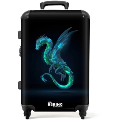 Afbeelding van NoBoringSuitcases.com® Kinderkoffer jongen Kindertrolley jongens Legendarische cyberdraak Koffer kind groot Rolkoffer lichtgewicht Reiskoffer met 4 wielen Grote trolley XL 20 kg bagage