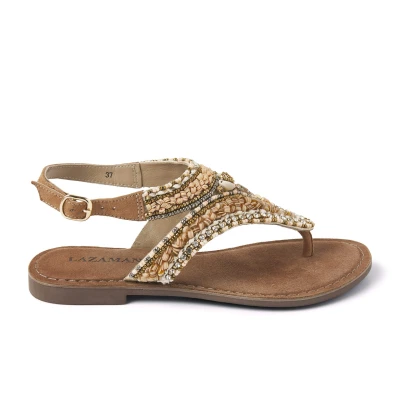 Afbeelding van Lazamani Sandalen, Dames, Maat: 38, Beige Leer