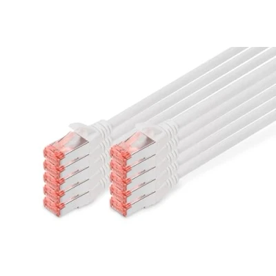 Afbeelding van DIGITUS LAN kabel Cat 6 0.5m 10 stuks RJ45 netwerkkabel S/FTP Afgeschermd Compatibel met 6A &amp; 7 Wit