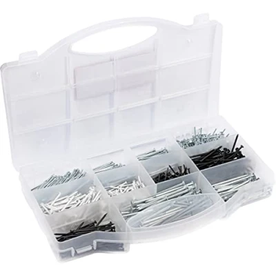 Afbeelding van Connex Nagelassortiment 1210 delig Nagels &amp; stalen pennen in een set Voorgesorteerd praktische kunststof doos Geschikt voor huis, hobby werkplaats/assortimentsdoos / DP8500134